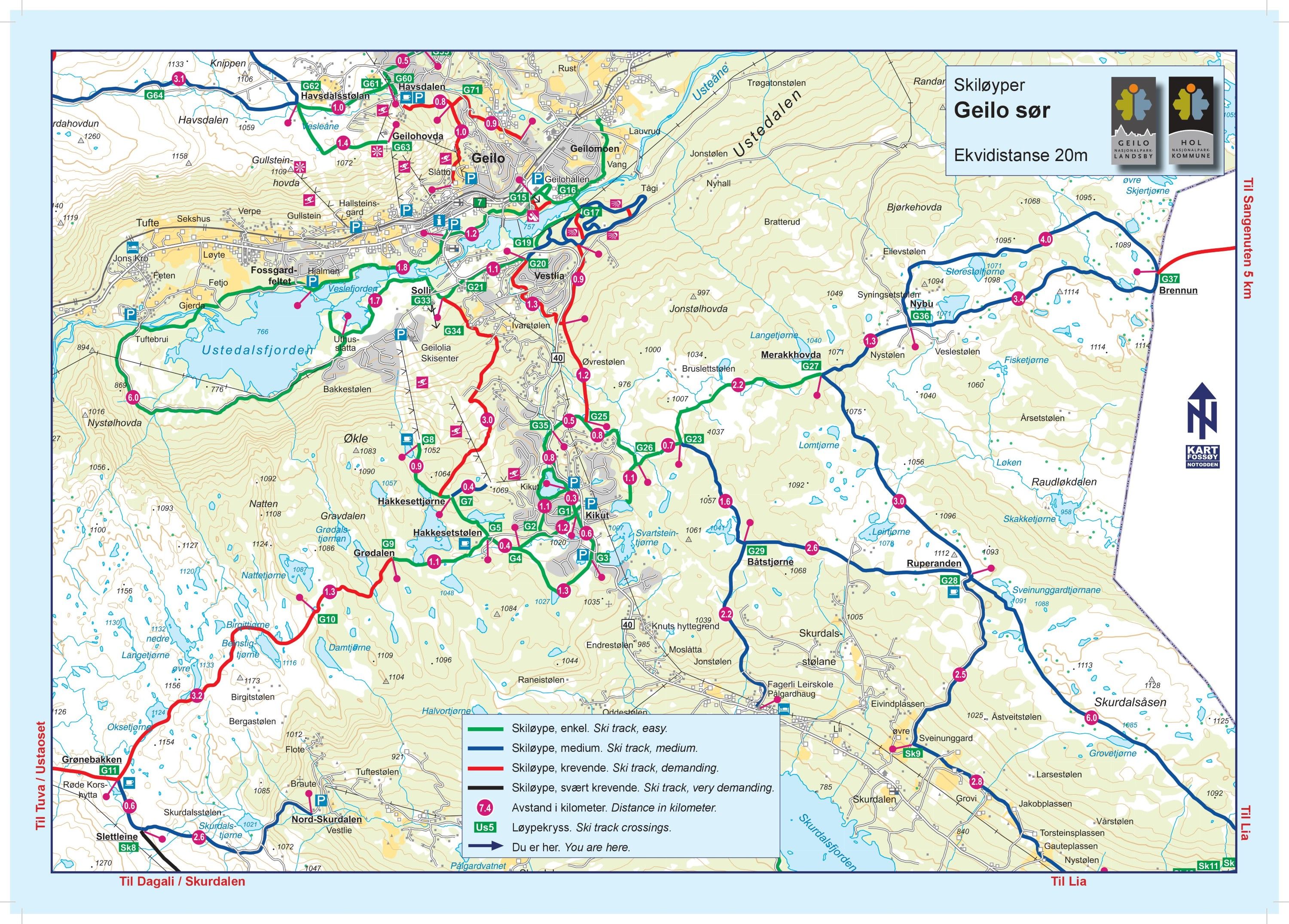 geilo kart Langrennsløyper på Geilo   Geilolia Hyttetun